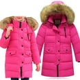 thumbnail image 2 of Kids Girls Winter Hooded Down Coat Jacket Padded Overcoat Cute Warm Lightweight Windproof Long Parka Winter Coats for Girl, 2 of 4