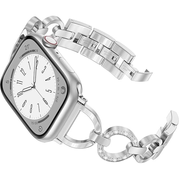 XIUDA Stainless Steel Band Compatible with Apple Watch 38mm 40mm 41mm 42mm 44mm 45mm Women Girls, Silver Apple Watch Band Women Wristband Bracelet For Iwatch Series 9 8 7 6 5 4 3 2 1 se/se 2