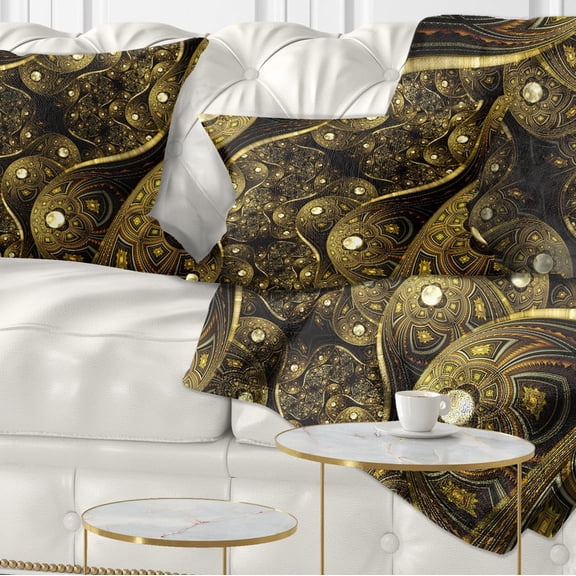 Designart Brown Metallic Fabric Pattern - Abstract Throw Pillow - 12x20