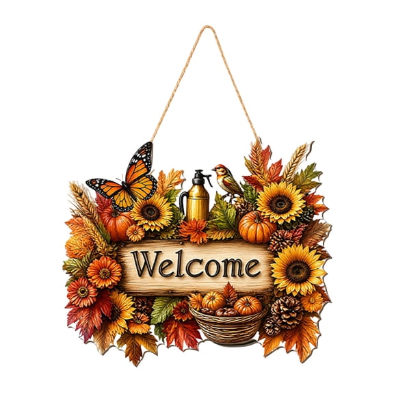 Small Fall Wreath, Welcome Sign, Autumn Door Decor for Front Door | Cute welcome fall wreath for front door, wall, office, entryway, and indoor outdoor autumn harvest decor. C