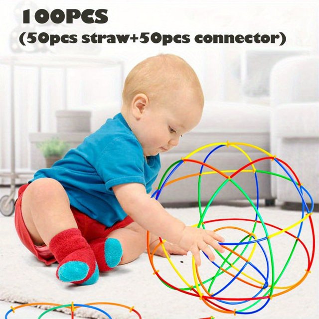Straw Constructor Toys STEM Building Toys Interlocking Plastic Toys Engineering Toys Thin Tube Blocks Toy Educational Toy Kit For Indoor&Outdoor Kids Toy DIY Gift For Boys And Girls