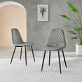 thumbnail image 2 of 2x Corona Black Leg Elephant Grey Faux Leather Dining Chair, 2 of 6