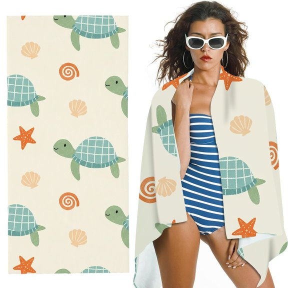 RKSupls Sea Turtle Journey Oversized Microfiber Beach Towel - Ultra-Soft Microfiber , Suitable for Bathroom, beach, Soft Super Absorbent- 30x60 in