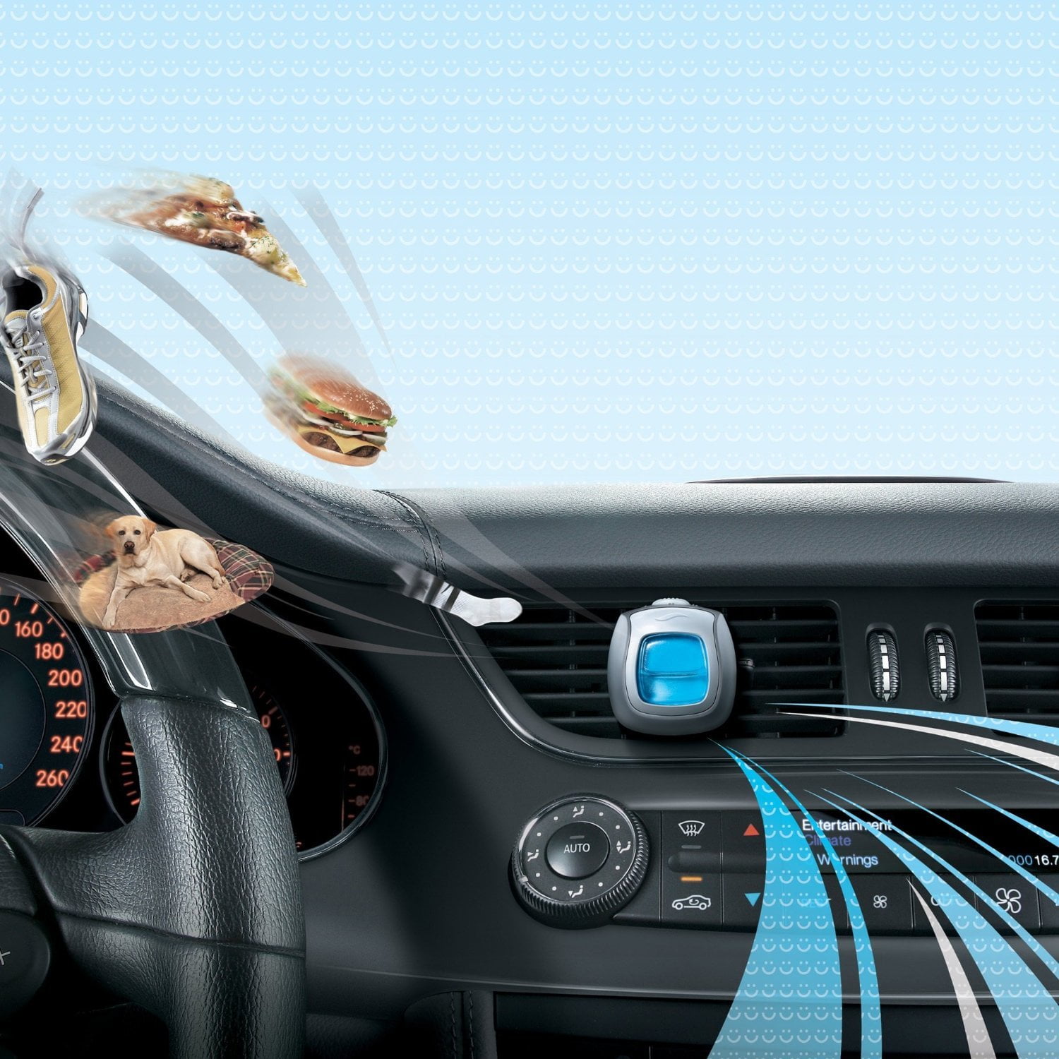 Febreze Car Vent Clips Air Freshener and Odor Eliminator, Linen and Sky Scent - 8 Pieces