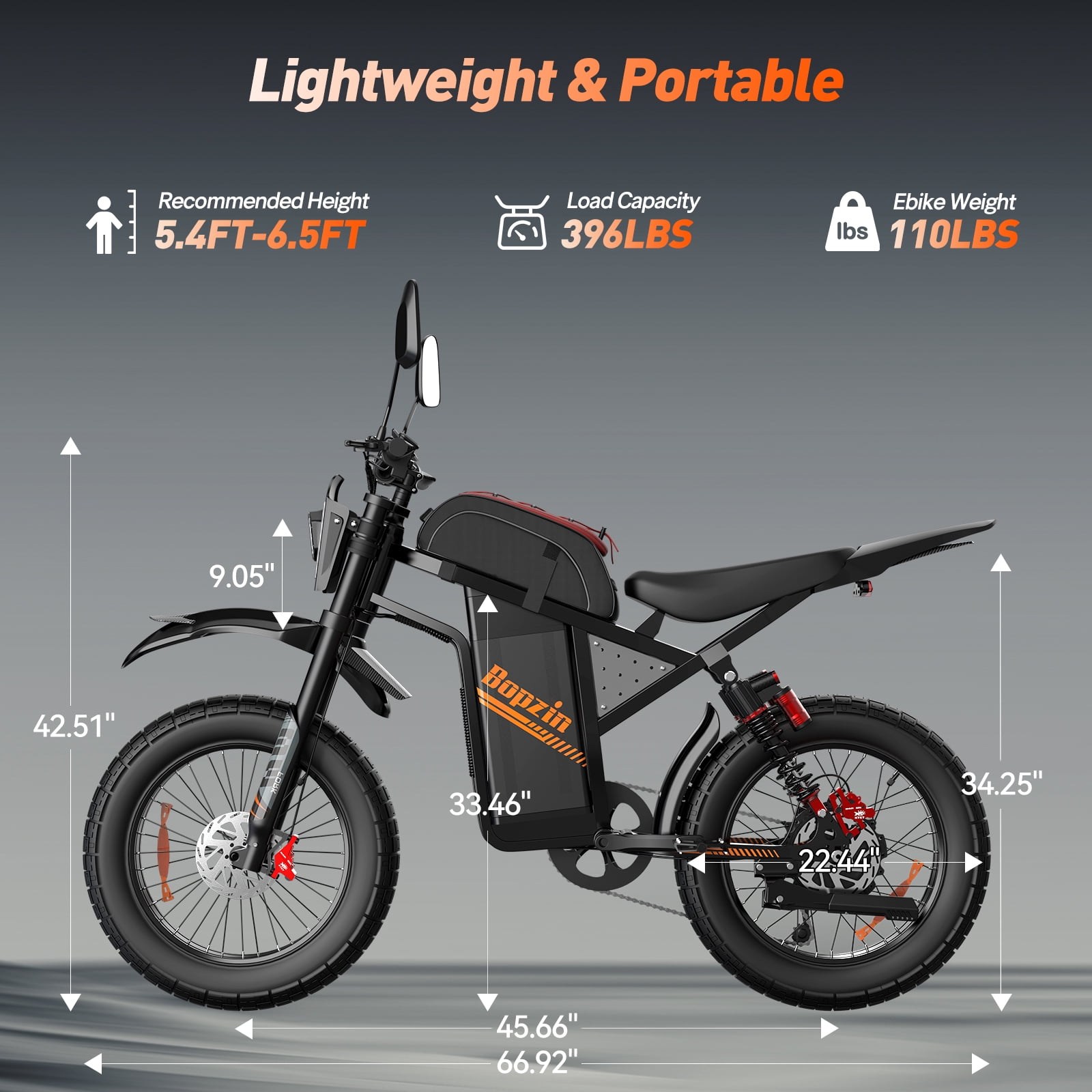 Peak 3000W Electric Dirt Bike for Adults,60V 35AH Max 37-68Miles & 45 MPH Ebike,20’’ Fat Tire 7 Speed Off -Road Mountain Bike UL2849