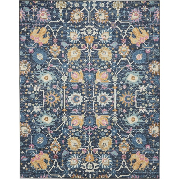 8â€™ x 10â€™ Navy Blue Floral Buds Area Rug