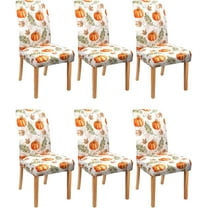 Fall Pumpkin Chair Covers for Dining Room Set of 6 Autumn Stretch Dining Chair Slipcovers 6 Pieces Seasonal Washable Removable Seat Protector 6 Pack Thanksgiving Decor for Home and Party