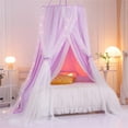 thumbnail image 5 of Double Layer Princess Round Dome Canopy Bed Curtain for Girls Adults,Children Dreamy Mosquito Net,Cute Bedroom Decoration Castle Play Tent Reading Nook Canopies(Dome-Purple/White), 5 of 14