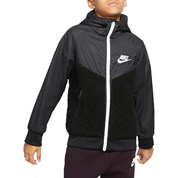 Sportswear Boy's Sherpa Windrunner Full-Zip Jacket Black CZ4521-010 (l)