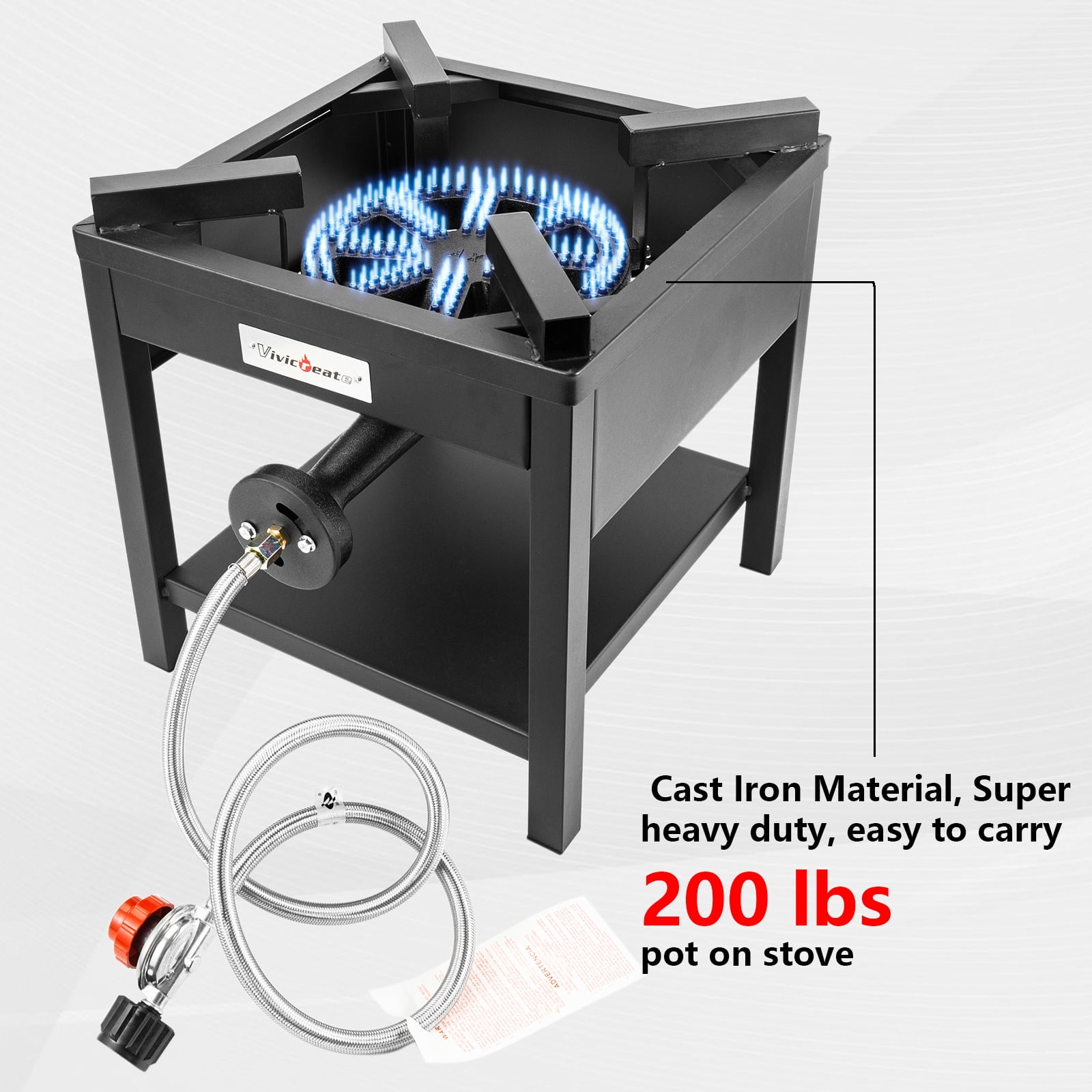 GOLDDOMUS Square Heavy Duty Outdoor Stove Propane Gas Cooker with 20PSIG Regulator & Steel Braided Hose for Home Outdoor Camping