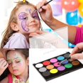 thumbnail image 3 of Kit de pintura corporal y facial, paleta profesional de 15 colores, lavable con cepillo para niños, exhibición de arte, maquillaje Colsplay, 3 of 3