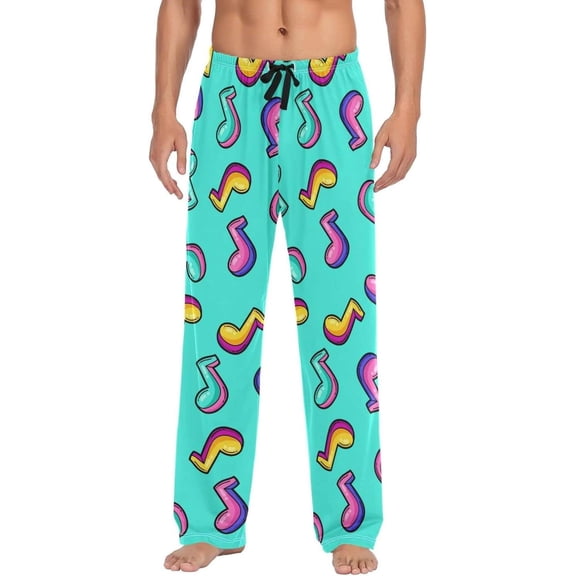 GZHJMY Musical Notes Pajama Pants for Men, Lounge Pants Lightweight Men Pajama Bottoms with Drawstring Pockets, Christmas New Year Birthday Gifts, Large