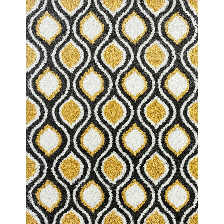 Bliss Rug Geometric Indoor Shag Rug for Living Room, Bedroom