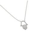 thumbnail image 2 of .925 Sterling Silver Clear CZ Hamsa Pendant Necklace, 2 of 2