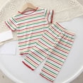 thumbnail image 2 of mgoYE Girls Pajamas 12-18 Months Short Sleeve and Pants 2Pcs Pajama Set for Kids Summer Cozy Sleepwear Red, 2 of 4