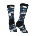 thumbnail image 3 of Goofa Friendly Smiling Sharks Printed Men's Crew Socks, Soft Durable Breathable Moisture-Wicking with Odor Control Cotton socks, 3 of 9
