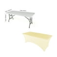 thumbnail image 5 of Gowinex Ivory 4 ft x 2.5 ft Spandex Tablecloth Stretch Fitted Table Cover, 5 of 5