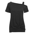 thumbnail image 1 of Camiseta de mujer Sexy con hombros descubiertos, manga corta, top de algodón retorcido, negro, L Methold AP001289-03, 1 of 7