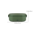 thumbnail image 3 of 28 Ounce Electric Heated Lunch Box, Portable Food Warmer, 2 Removable Stainless Steel Inner, Perfect for Travel, Car, On-the-Go, Keeps Food Warm, Spill-Free, Dishwasher-Safe Gray Green, 3 of 6