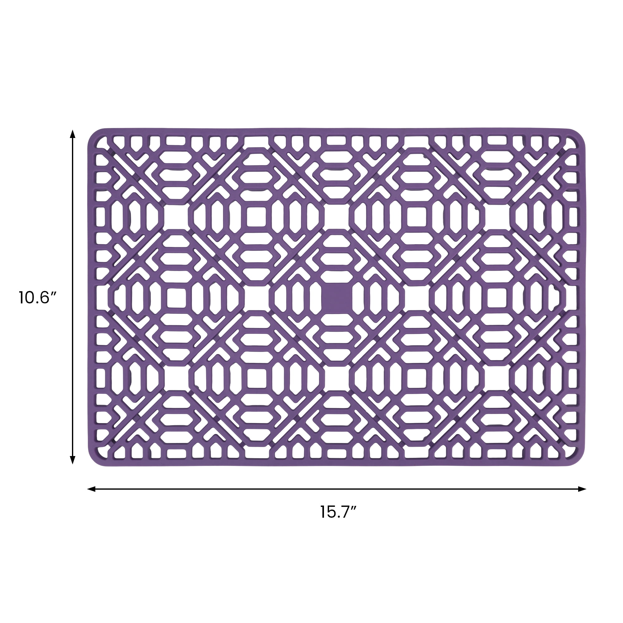 Unique Bargains Hollow Design Silicone Dish Drying Mat Purple 15.7*10.6 inch