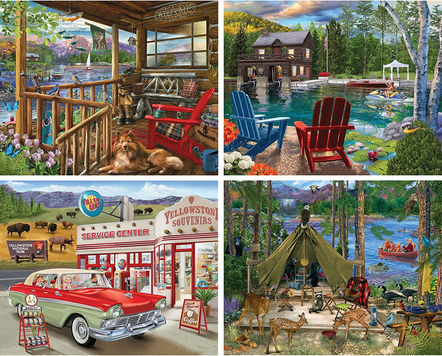Bits and Pieces 4-in-1 Multi-Pack Jigsaw Puzzles Bigelow Illustrations 300 Piece 4-Pack 16" x 20"