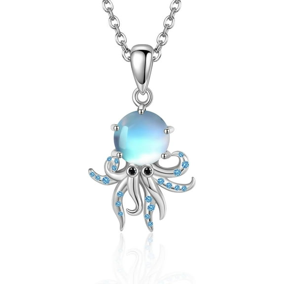 ‌‌JEABZEL 925 Sterling Silver Octopus Necklace for Women, Ocean Animal Jewelry Gift for Mom