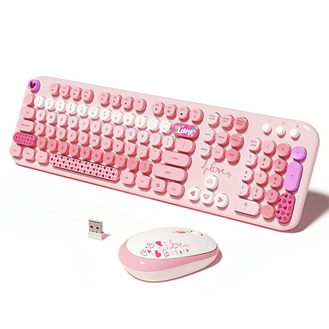 MOFII Wireless Keyboard and Mouse Set Lovely High-Quality Mixed Color 104 Keys USB Receiver Office for Laptops and Desktops Keyboard