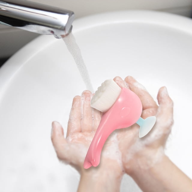 unbranded Cepillo De Limpieza Facial Rosa De Plástico Para Exfoliar Y Eliminar Impurezas Con Mango Ergonómico
