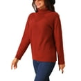 thumbnail image 4 of INSPIRE CHIC Women's Sweater Turtleneck Long Sleeve Knitted Pullover Fall Winter Basic Top L Red, 4 of 5