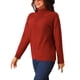 thumbnail image 4 of Suéter de cuello alto de mujer Inspire Chic, de manga larga, tejido, pulóver básico de otoño e invierno, talla XL, rojo, 4 of 5