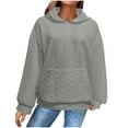 thumbnail image 2 of Titcea Hoodies for Women, Heart Shaped Embossment Solid Color Sweater with Front Pocket, Loose Soft Outdoor Casual Sweatshirt, 2 of 6
