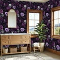 thumbnail image 4 of Peel and Stick Wallpaper Skull Purple Rose Floral Dark Botanical Aesthetic Wall Mural 23.6in x 9.8ft Self Adhesive Removable Wall Paper Renter Friendly Wallpaper for Nursery Bedroom Cabinets, 4 of 8