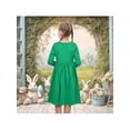 thumbnail image 4 of Sunny Fashion Girls Dress Green Pocket Clover St Patrick Casual Cotton Long Sleeve 4 Years, 4 of 6