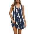 thumbnail image 2 of Ovzne Robes pour Femmes 2025 Robe de Plage Robe Décontractée et à la Mode pour Femmes Imprimée Col Rond Sans Manches avec Poche Robe Courte Décontractée Robe Grande Taille Imprimée Liquidation, 2 of 6