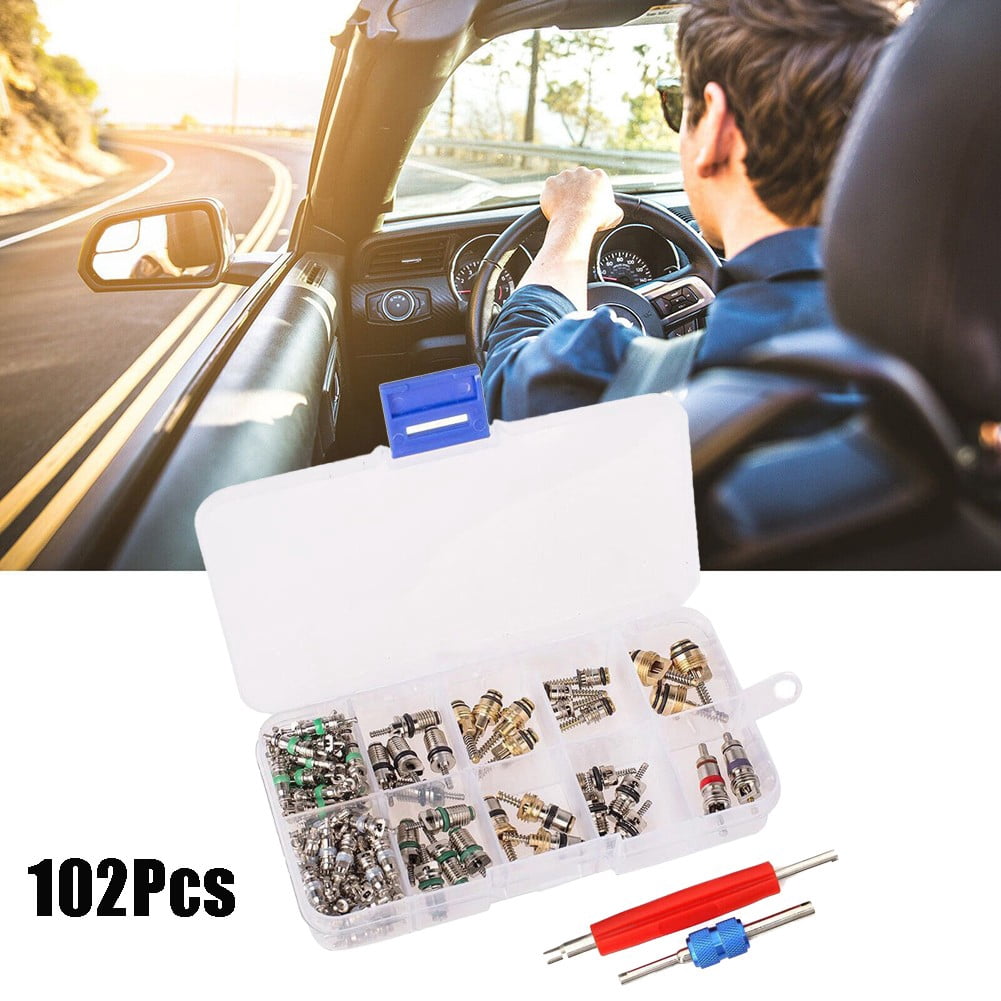 102X R134A Car A/C Air Conditioning Valve Cores Auto Air Con Tool Kit 1/4" 5/16"