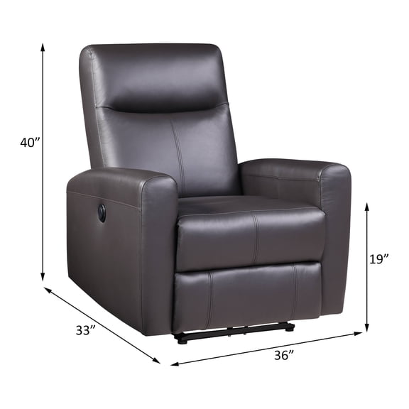 Newboti Furniture Blane Brown Top Grain Leather Match Power Motion Recliner 63258