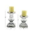 thumbnail image 3 of DecMode 2 Candle Silver Glass Handmade Turned Style Pillar Candle Holder, Set of 2, 3 of 8