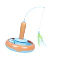 thumbnail image 2 of Cat Feather Toy Automatic 360 Degrees Rotating Bell Ball Stable Base Standing Cat Teaser for Family Indoor Orange Blue, 2 of 12