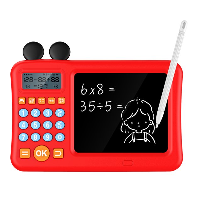 Calculadora para niños con Bloc de Notas, suma, resta, multiplicación, división, máquina de Aprendizaje matemático con WordPad Rojo