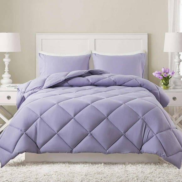 Juego de ropa de cama Decroom, edredón ligero para cama individual, color lavanda, 2 piezas