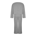 thumbnail image 5 of CHUMUD Two Piece Sets for Women Petite Wide Leg Pants Set Summer Outfits Long Sleeve Top Trousers Lounge Matching Sets Casual Going Out, 5 of 6