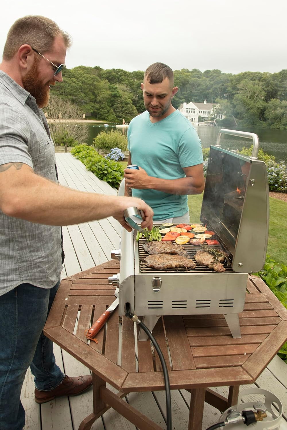 Cuisinart Chef's Style Stainless 2 Burner Tabletop Portable Gas Grill, Silver