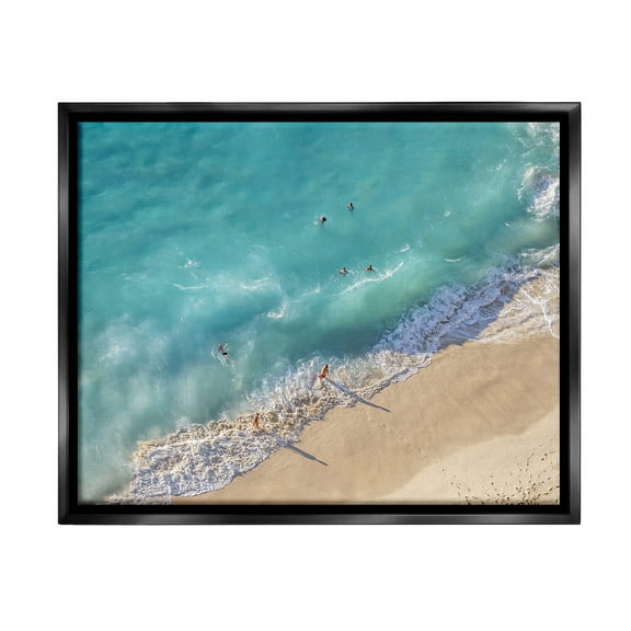 Stupell Industries Aerial Beach View Landscape Photography Black Floater Framed Canvas Art Print Wall Art, 21 x 17