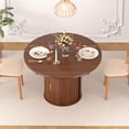thumbnail image 7 of 47"-63" Extendable Round Dining Table for 4–8 with Storage, Mid Century Modern Farmhouse Wood Oval Dinner Table with Pedestal Base for Kitchen, Living Room (Walnut), 7 of 7