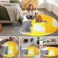 thumbnail image 5 of Round Rugs 7Ft, Yellow Grey Round Area Rug Washable Indoor Throw Carpet, Abstract Geometric Modern Oil Painted Large Non Slip Circle Rug for Dining Room Playroom Home Decor Aesthetic, 5 of 8