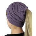 thumbnail image 1 of C.C Bonnet Queue de Cheval Extensible Doux Tricot Torsadé Chignon Haut, Violet, 1 of 2