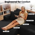 thumbnail image 3 of AENKYO 96” Cloud Modular Sectional Sofa with L-Shape Chaise, Deep Seat Corduroy Upholstered Couch, No Assembly Required, Black, 3 of 8