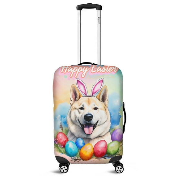 Happy Easter Akita with Bunny Ear Headband and Flowers Travel Luggage Cover Inu Dog Lover Suitcase Dust Protective Decor - 13001