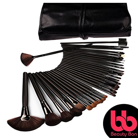 Beauty Bon Makeup Brush Set With Free Holder Wood Handles 32 Pcs Com - 32 Pc Makeup Brush Set