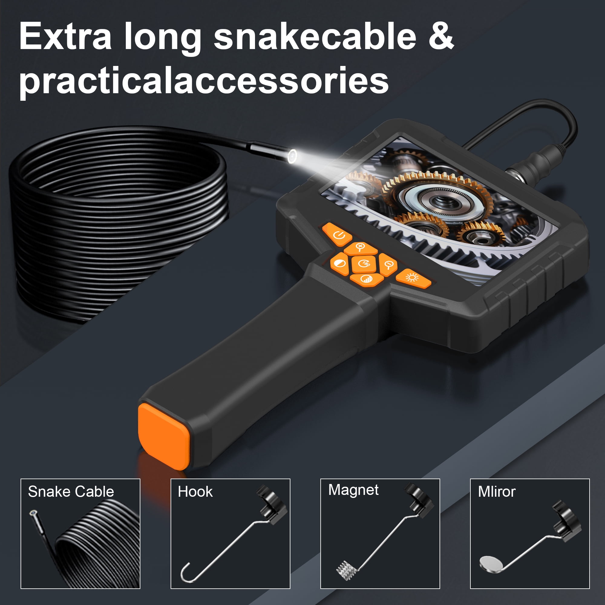 Binazon 4.3" Endoscope Camera, 1080P HD Inspection Camera, 16.5ft Borescope 2000 mAh